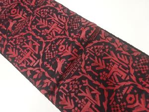 アンティーク　鹿に樹木模様織出し袋帯（材料）